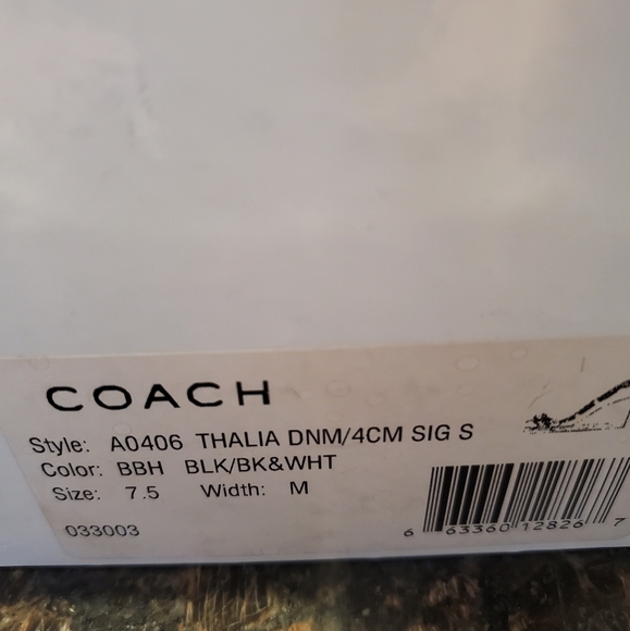 coach sandals 7.5 Coach Thalia Black & White Denin - Picture 3 of 11